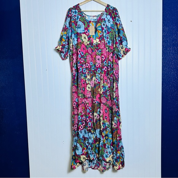 Natural Life Womens Collette Tiered Maxi Dress Floral Boho Cottage Rayon Sz XL - Picture 6 of 14
